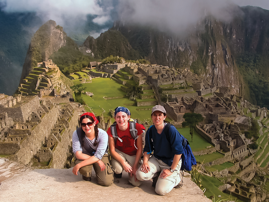 Jennifer Hornik Johnson (left) with two friends at Machu Picchu in Peru.