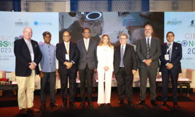 (L-R): Mr. Damien Cody, President, ICA; Mr. R. Arulanandan, Director, Department of Commerce, Govt. of India; Mr. Pramod Agarwal, Vice President, India, CIBJO and Chairman, NGJCI; Mr. Vipul Shah, Chairman, GJEPC; Ms. Feriel Zerouki, President, WDC; Mr. Gaetano Cavalieri, CIBJO President; Mr. Yoram Dvash, President, WFDB; Mr. Kirit Bhansali, Vice Chairman, GJEPC during the inauguration ceremony of the 1st Ever World CIBJO CONGRESS on Gem & Jewellery in Jaipur.