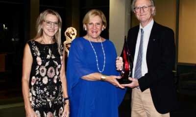 Dr. John W. Valley was recognized for his years of service on the GIA Board of Governors. From left: Governor Dr. Barbara Dutrow, Williams Alumni Distinguished Professor of Geology at Louisiana State University; Governor Susan Jacques, GIA President and CEO; Dr. Valley.