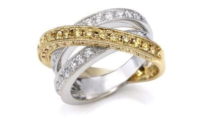 JYE Two-toned 18K gold crossover ring