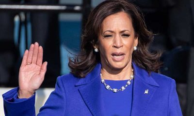 Kamala Harris wearing Amore necklace by Wilfrado Rosado