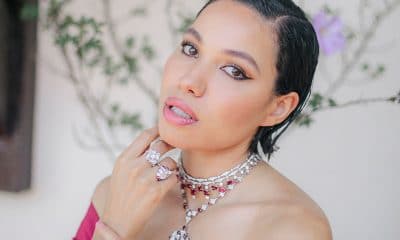 Jurnee Smollett in Bulgari High Jewelry rubies and diamonds, photo courtesy of Maria Jose Govea